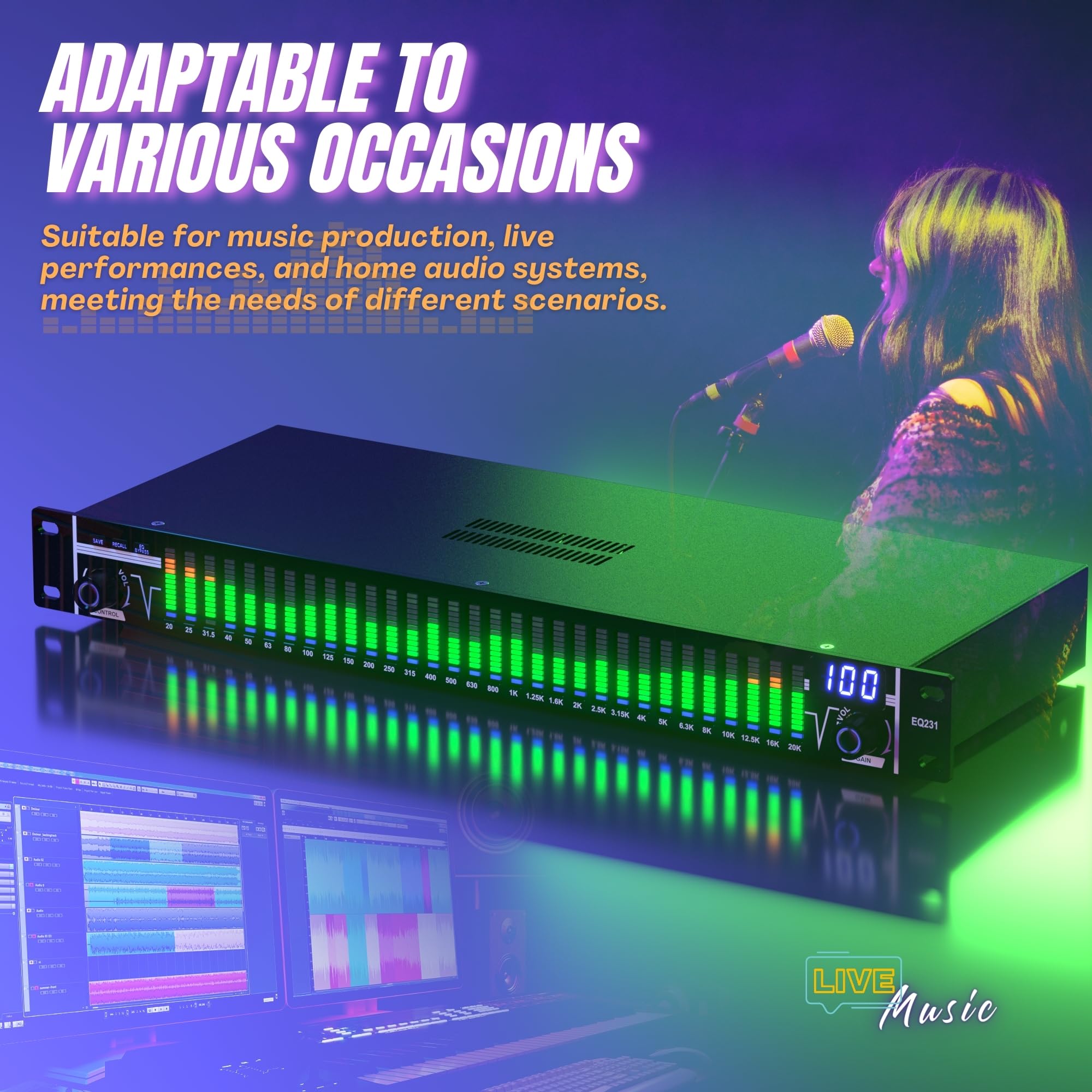 Amazon.com: Digital Equalizer, 31-Band Dual Channel Synchronized